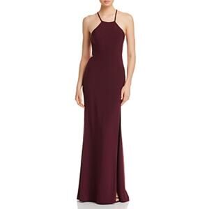 Avery G Backless Halter Long A-Line Evening Gown Wine Red Size 6 Formal Dress